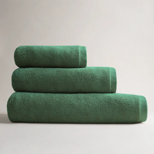 Conjunto de 3 peças de toalhas de bambu verde – rosto, mãos e corpo, macias, absorventes e sustentáveis