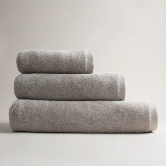 Conjunto de 3 peças de toalhas de bambu cinza – rosto, mãos e corpo, macias, absorventes e sustentáveis
