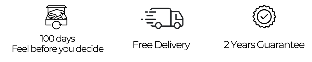 Trust signals: 100 days to try, free delivery, and 2-year warranty – safe and secure shopping