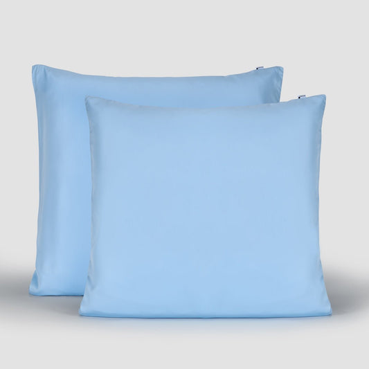 Funda de almohada 100% bambú Momo Cotton azul bebé 80x80 cm – tacto ultra suave, acabado satinado, sostenible y transpirable