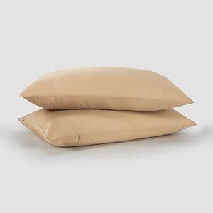 Bege bambu roupa de cama by Momo Cotton – tecido de cetim 300 fios, suave, respirável e sustentável.