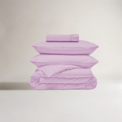 Jogo de cama bambu violeta – capa de edredão, lençol ajustável e fronhas, macio, sustentável, respirável, 4 estações