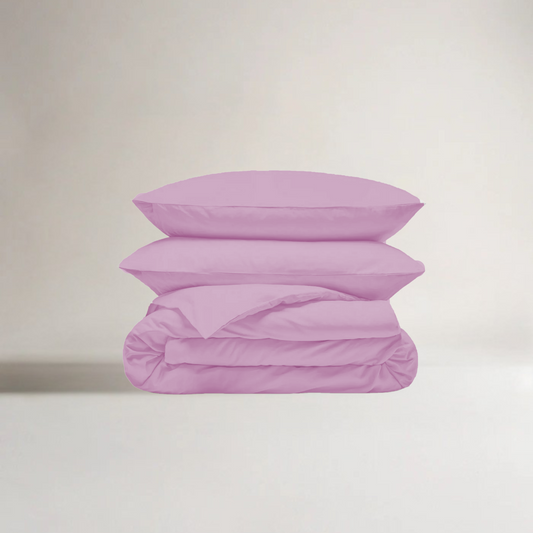 Jogo de roupa de cama bambu violeta com capa de edredão – macio, sustentável, respirável e 4 estações
